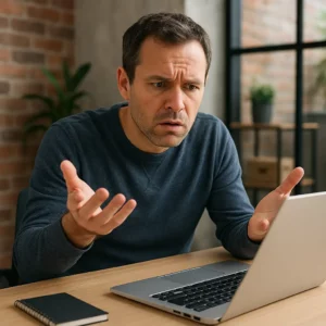 pessoa confusa a navegar num site